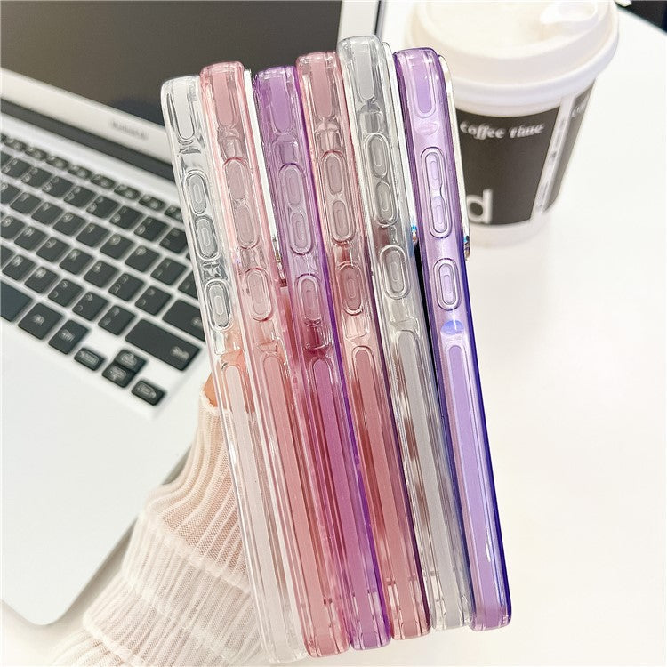 For Samsung Galaxy S24+ Case IMD Design Shockproof PC+TPU Phone Cover with Glass Lens Film - Ripple Pattern / Silver