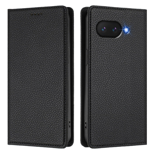 For Google Pixel 9a Wallet Case RFID Blocking Litchi Texture Leather Mobile Cover - Black