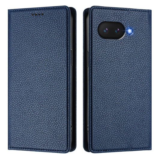 For Google Pixel 9a Wallet Case RFID Blocking Litchi Texture Leather Mobile Cover - Dark Blue