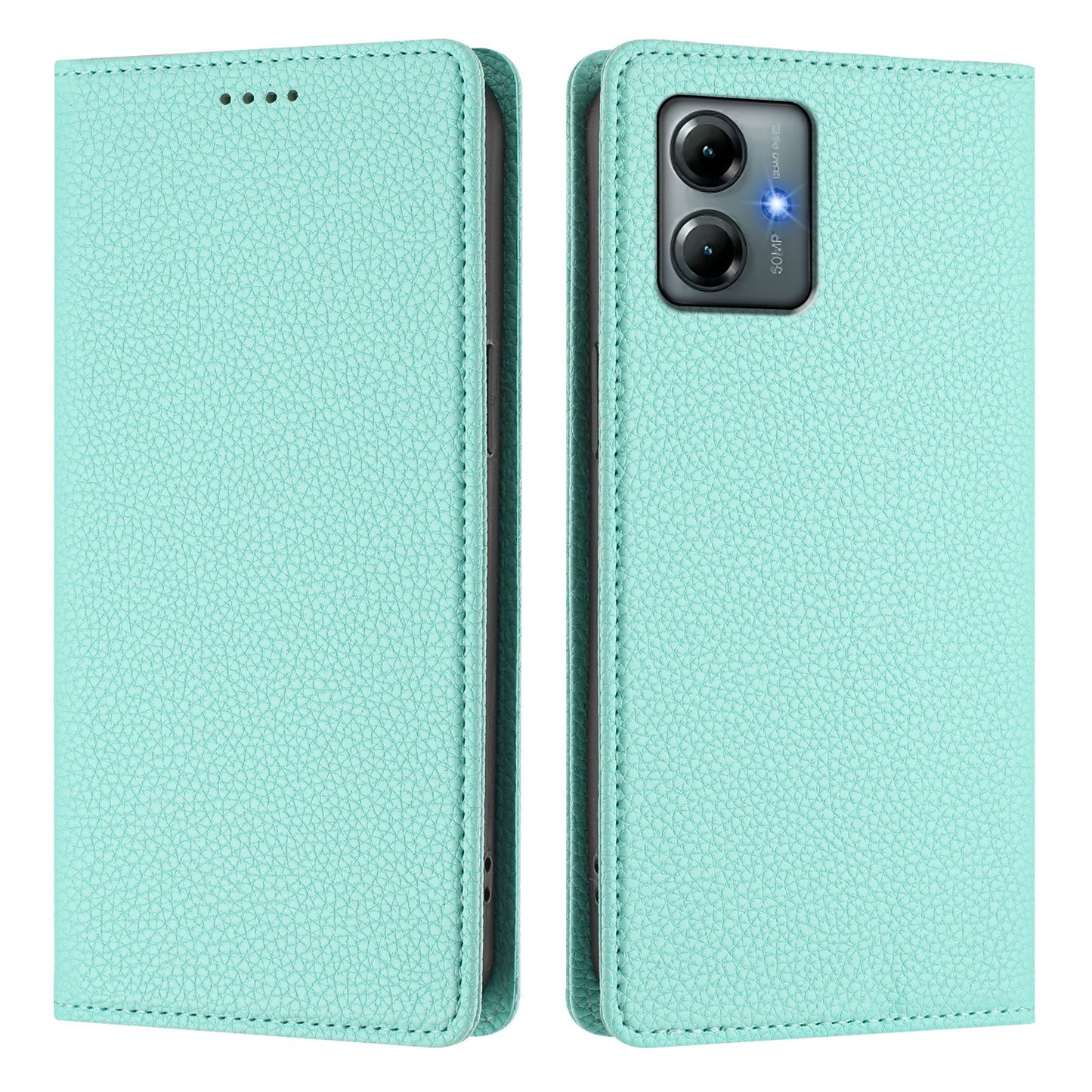 For Motorola Moto G Play (2025) 4G Wallet Case RFID Blocking Litchi Texture Leather Mobile Cover - Mint Green