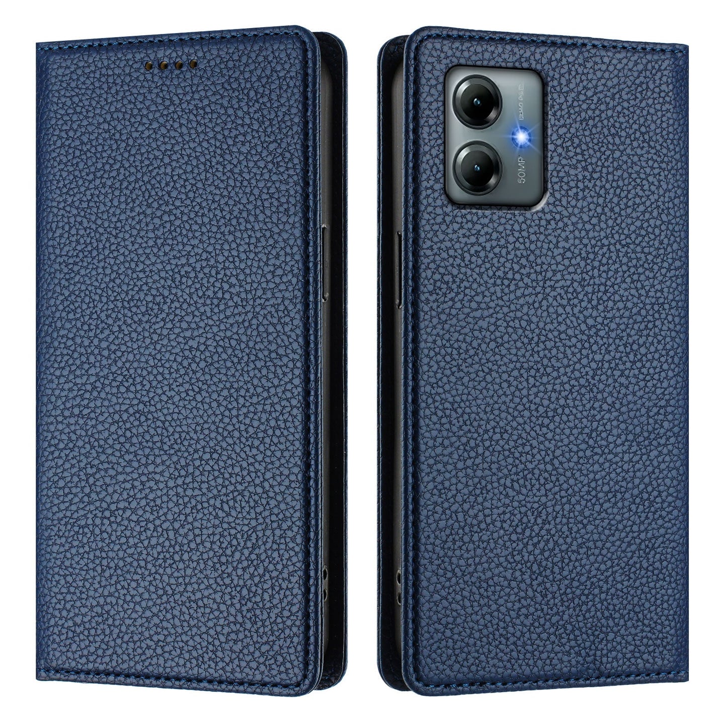 For Motorola Moto G Play (2025) 4G Wallet Case RFID Blocking Litchi Texture Leather Mobile Cover - Dark Blue