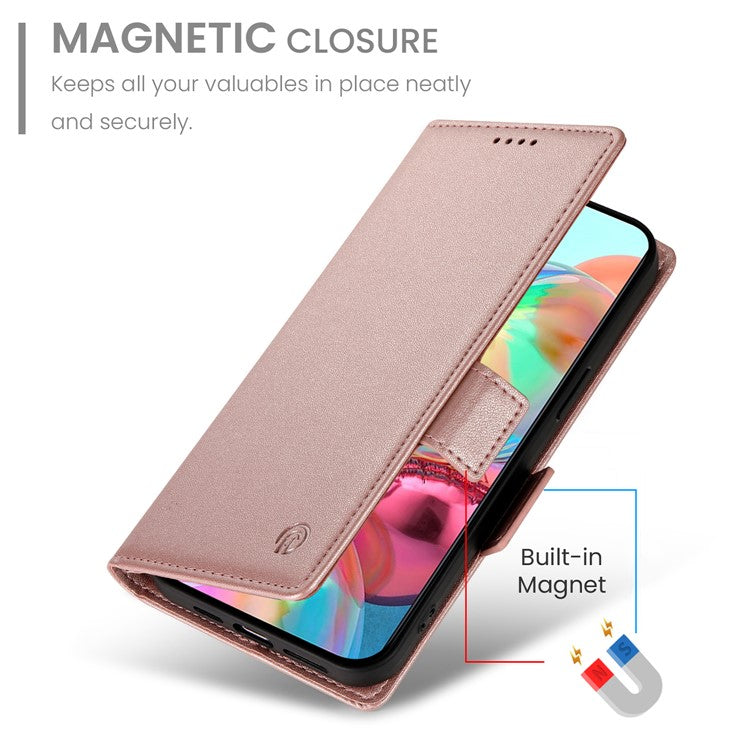 DF-010 For Google Pixel 9a Stand Case PU Leather Wallet Phone Cover - Rose Gold