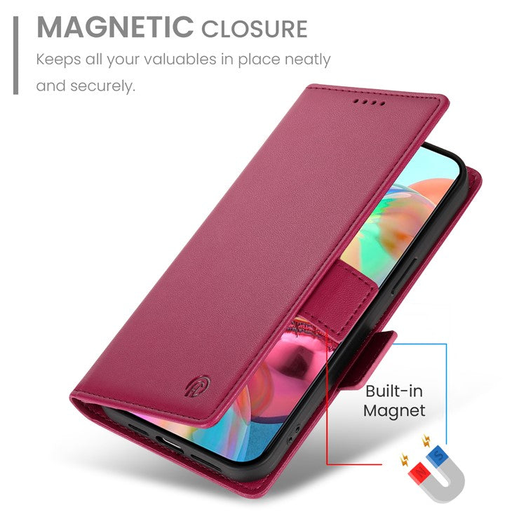 DF-010 For Google Pixel 9a Stand Case PU Leather Wallet Phone Cover - Wine Red