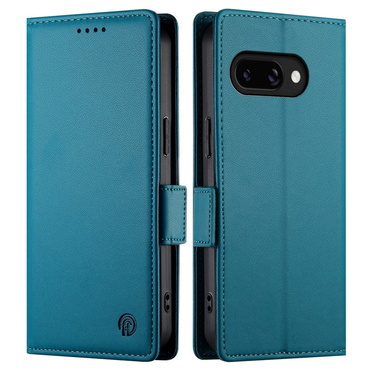 DF-010 For Google Pixel 9a Stand Case PU Leather Wallet Phone Cover - Blue