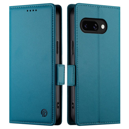 DF-010 For Google Pixel 9a Stand Case PU Leather Wallet Phone Cover - Blue