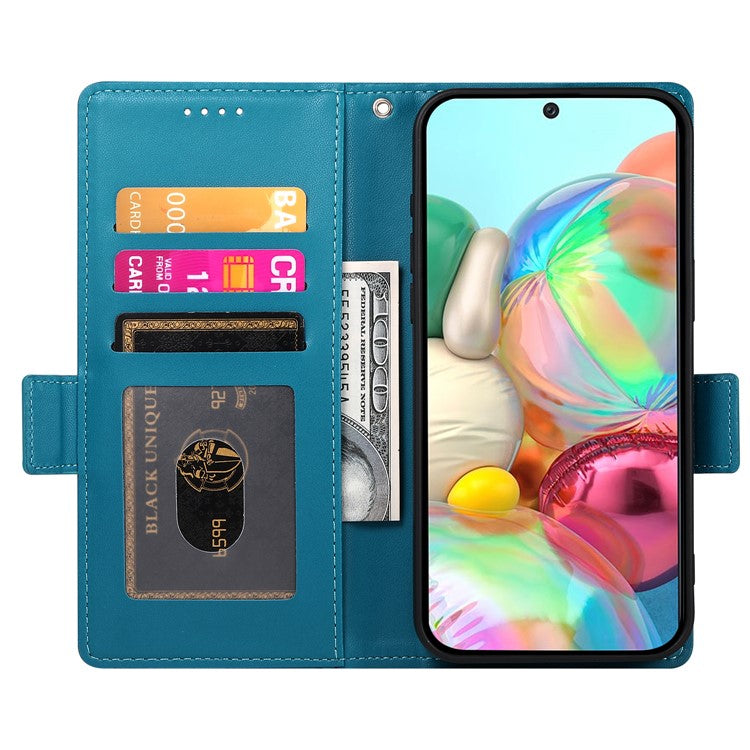 DF-010 For Google Pixel 9a Stand Case PU Leather Wallet Phone Cover - Blue