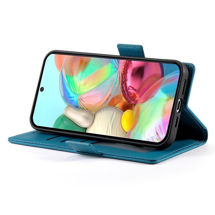 DF-010 For Google Pixel 9a Stand Case PU Leather Wallet Phone Cover - Blue