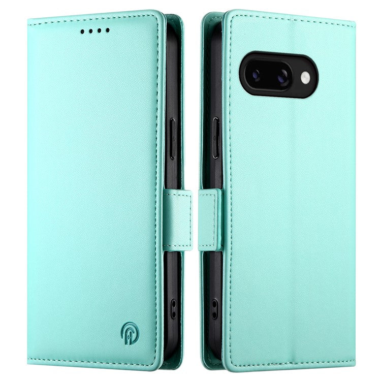 DF-010 For Google Pixel 9a Stand Case PU Leather Wallet Phone Cover - Mint Green