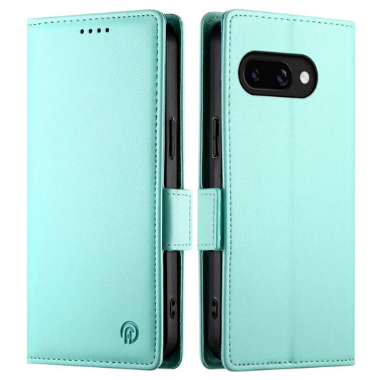 DF-010 For Google Pixel 9a Stand Case PU Leather Wallet Phone Cover - Mint Green