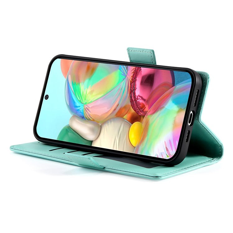 DF-010 For Google Pixel 9a Stand Case PU Leather Wallet Phone Cover - Mint Green