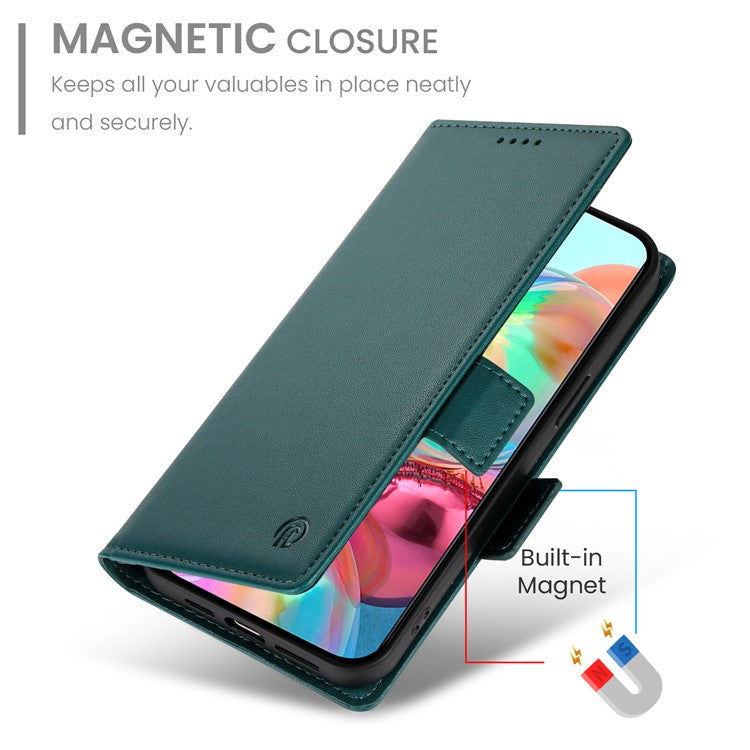 DF-010 For Google Pixel 9a Stand Case PU Leather Wallet Phone Cover - Blackish Green