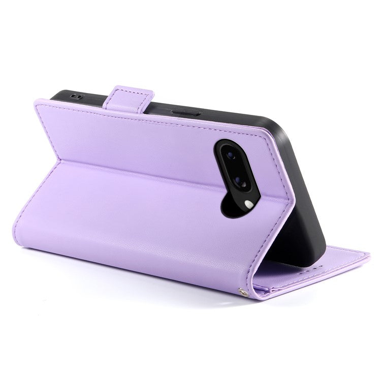 DF-010 For Google Pixel 9a Stand Case PU Leather Wallet Phone Cover - Purple