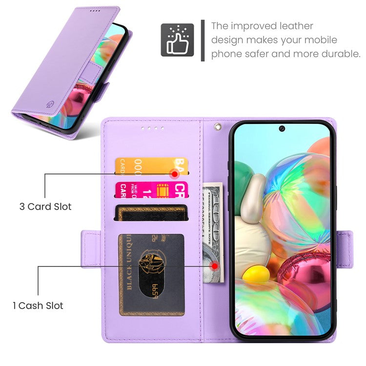 DF-010 For Google Pixel 9a Stand Case PU Leather Wallet Phone Cover - Purple