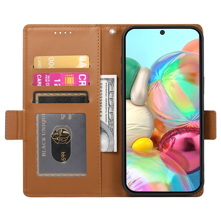 DF-010 For Google Pixel 9a Stand Case PU Leather Wallet Phone Cover - Brown