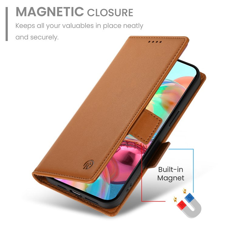 DF-010 For Google Pixel 9a Stand Case PU Leather Wallet Phone Cover - Brown