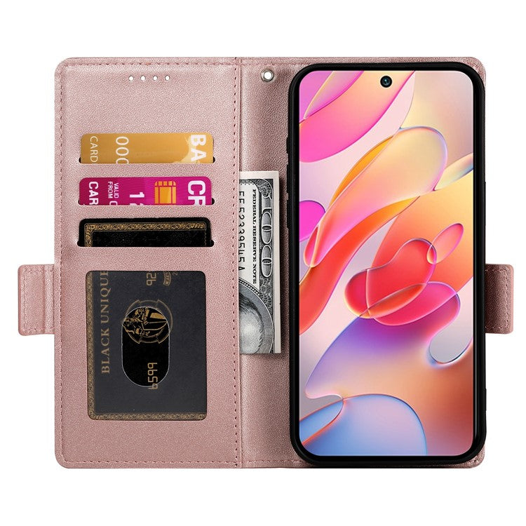 DF-010 For Samsung Galaxy A56 5G Stand Case PU Leather Wallet Phone Cover - Rose Gold