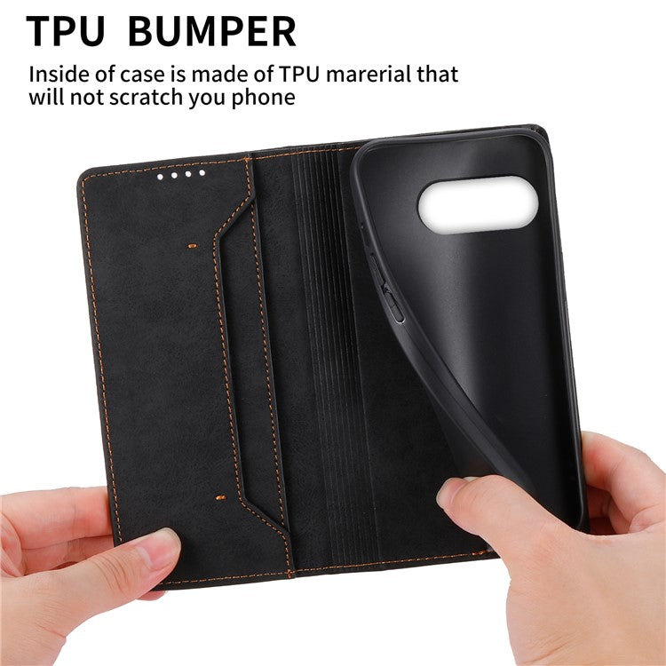 DF-05 For Google Pixel 9a Wallet Case RFID Blocking PU Leather Phone Cover - Black