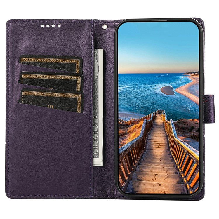DF-06 For Google Pixel 9a Phone Case Line Imprint Leather Wallet Cover - Purple