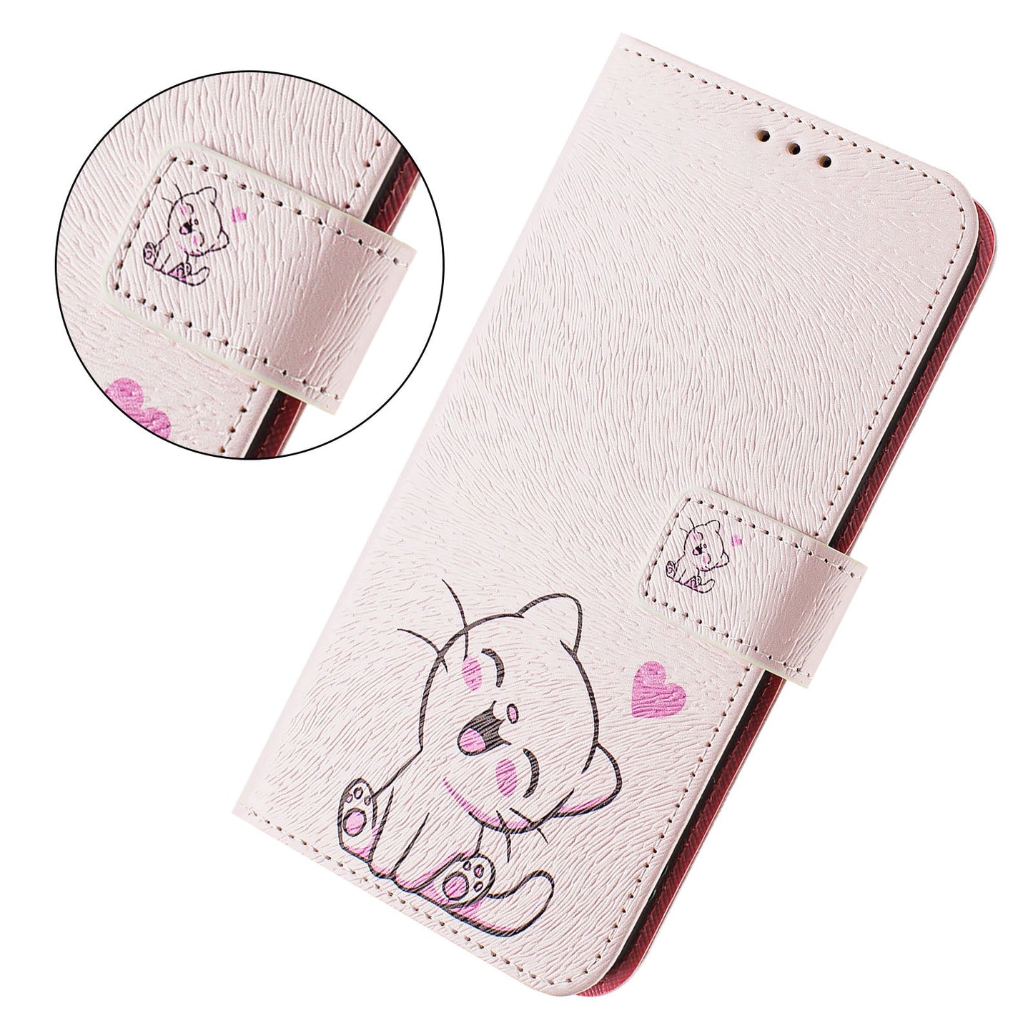 For Xiaomi Redmi Note 14 5G Case Pattern Printing Wallet Phone Cover with Strap - Cute Cat