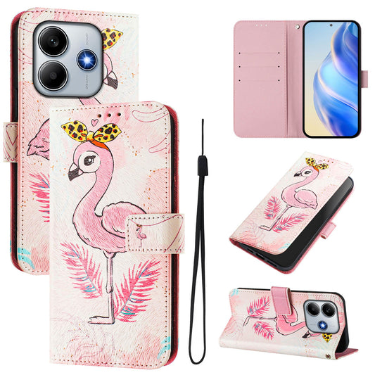For Xiaomi Redmi Note 14 5G Case Pattern Printing Wallet Phone Cover with Strap - Bird