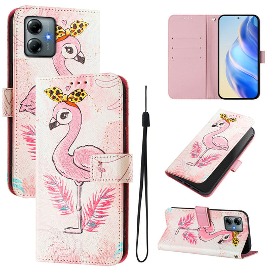 For Motorola Moto G Play (2025) 4G Case Pattern Printing Wallet Phone Cover with Strap - Bird