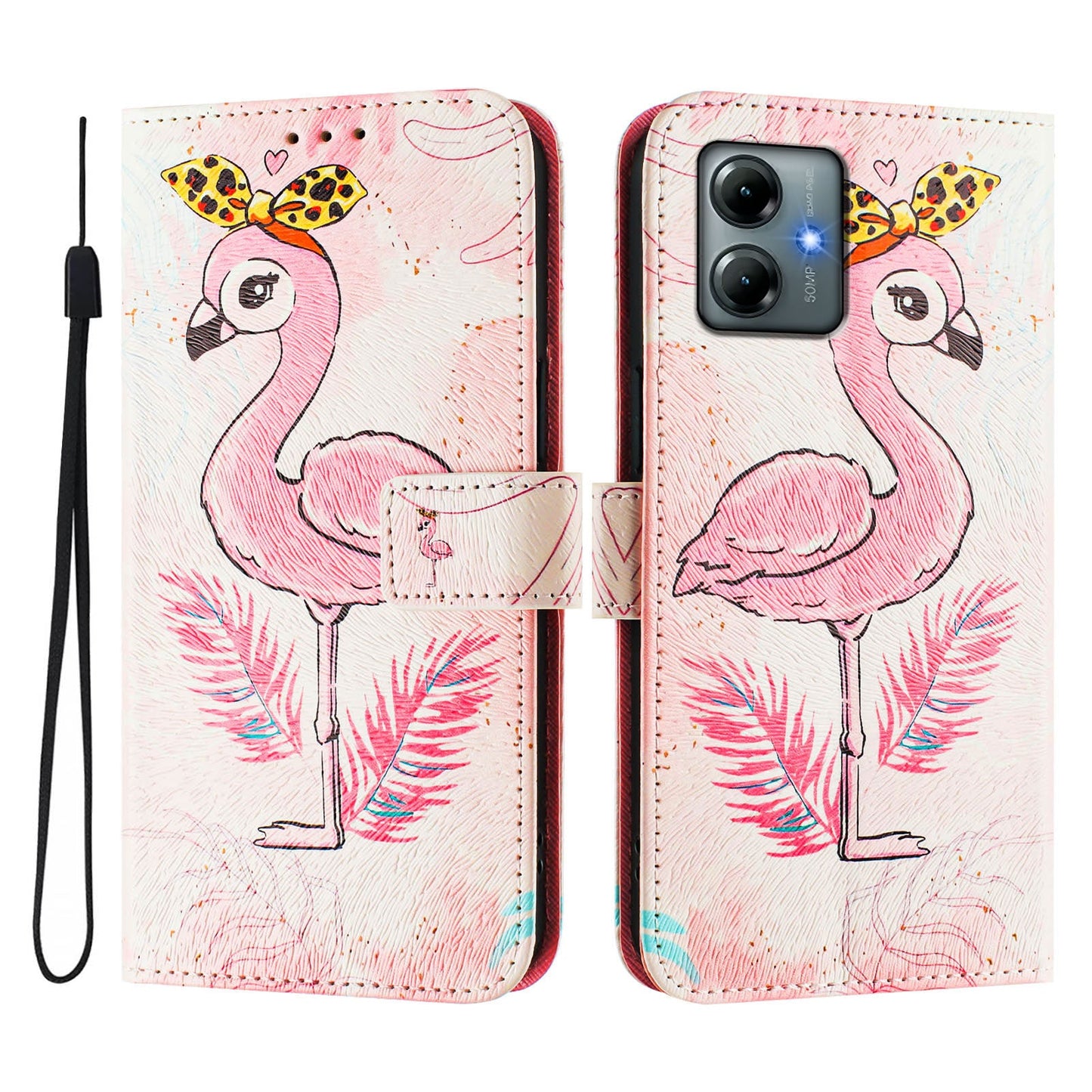For Motorola Moto G Play (2025) 4G Case Pattern Printing Wallet Phone Cover with Strap - Bird