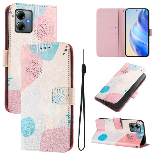 For Motorola Moto G Play (2025) 4G Case Pattern Printing Wallet Phone Cover with Strap - Graffiti