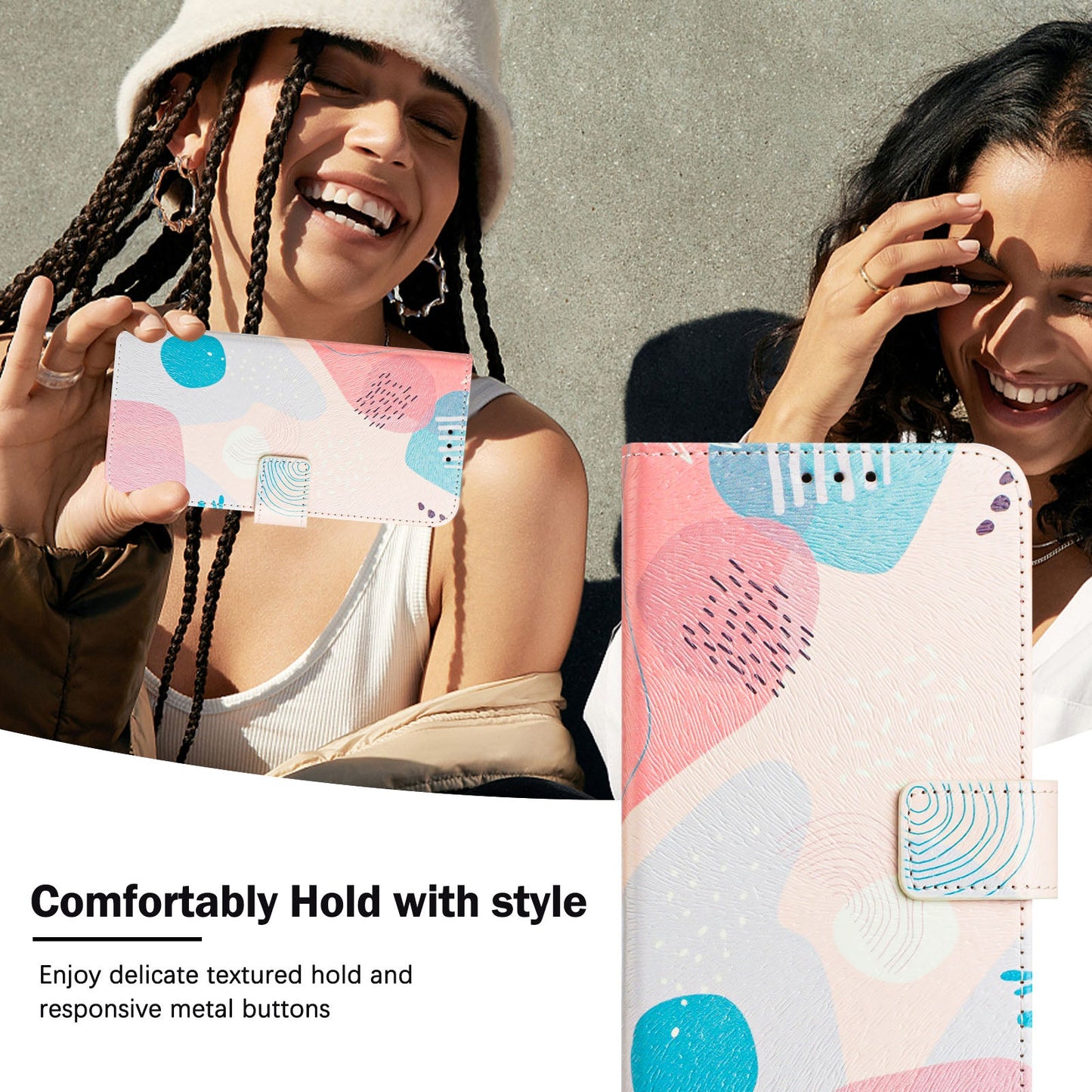 For Motorola Moto G Play (2025) 4G Case Pattern Printing Wallet Phone Cover with Strap - Graffiti