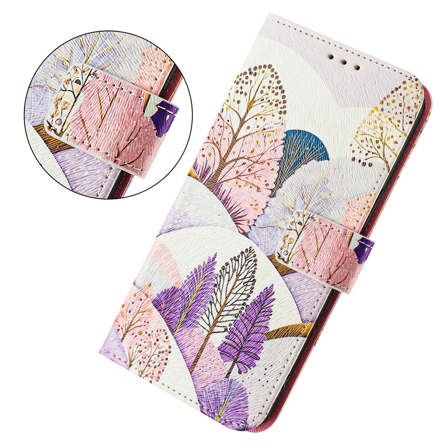 For Motorola Moto G Play (2025) 4G Case Pattern Printing Wallet Phone Cover with Strap - Tree