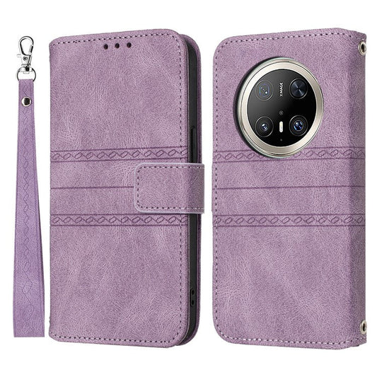 For Huawei Mate 70 Pro / Mate 70 Pro+ Case Wallet Skin-Touch Leather Imprinted Phone Cover - Purple