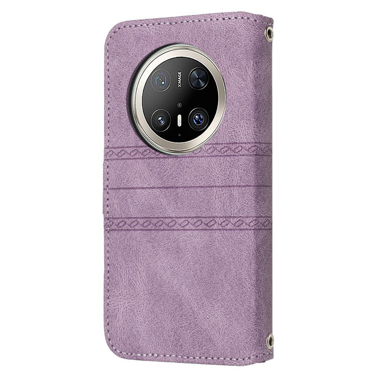 For Huawei Mate 70 Pro / Mate 70 Pro+ Case Wallet Skin-Touch Leather Imprinted Phone Cover - Purple