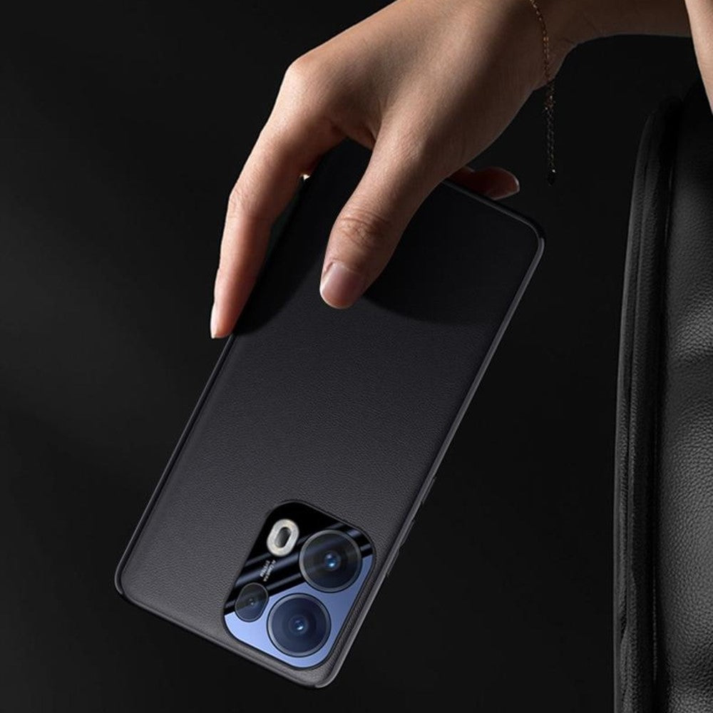 For Oppo Reno13 Pro 5G Case Drop Resistant PU Leather+TPU Phone Cover - Black