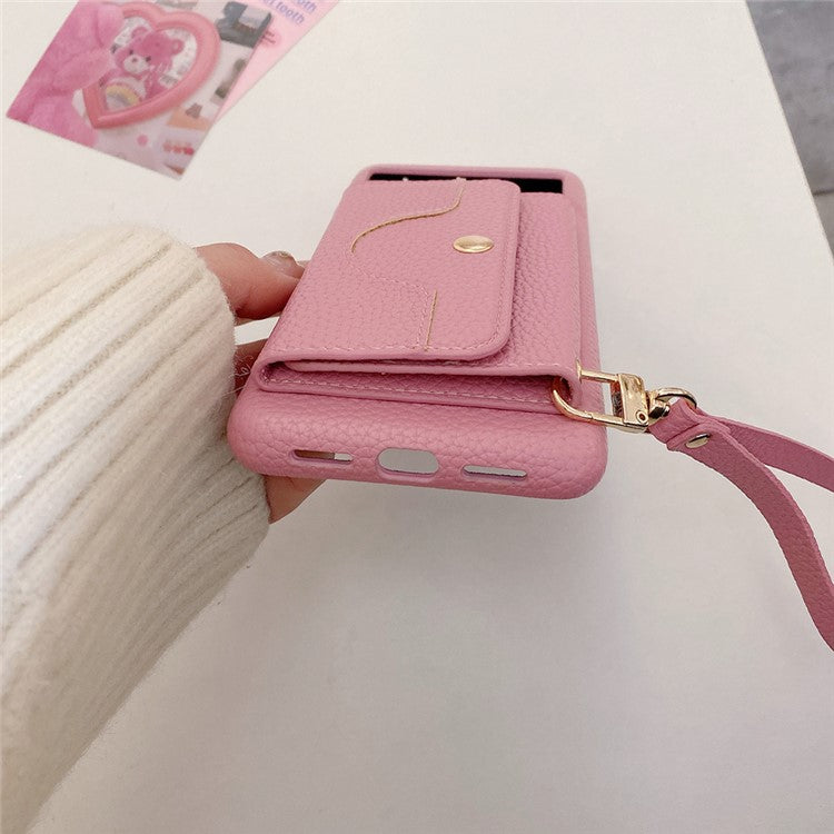 For Google Pixel 8 Pro Case Mirror Design PU Leather Back Cover with Card Slots, Wrist Strap - Pink