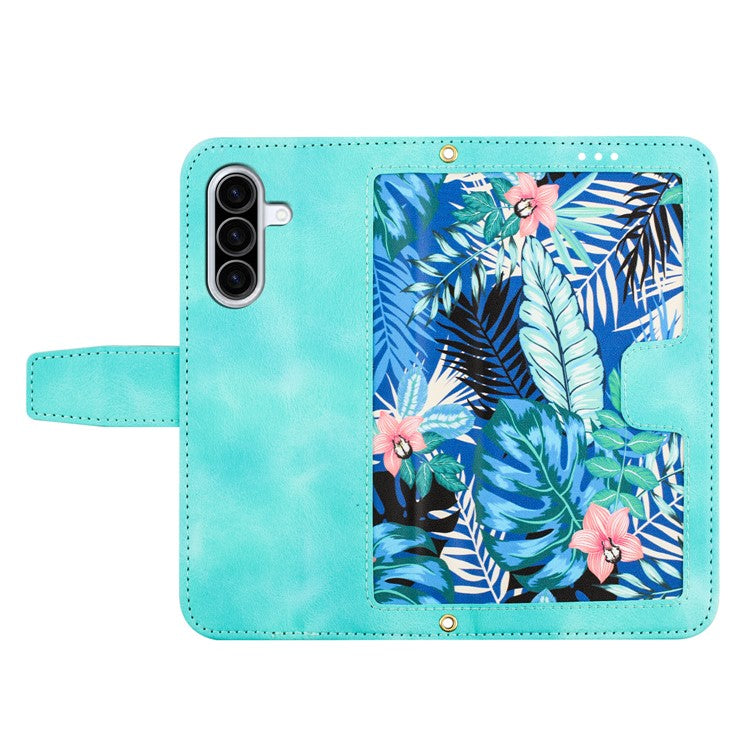 For Samsung Galaxy A26 5G Case PU Leather Floral Phone Cover with Card Slots - Green
