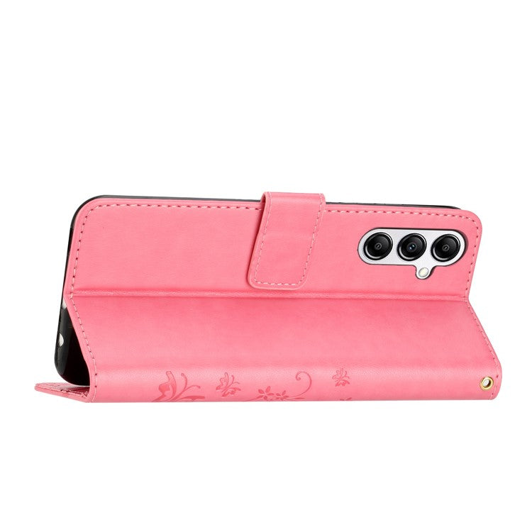 For Samsung Galaxy A56 5G Case PU Leather Phone Wallet Cover with Strap - Pink