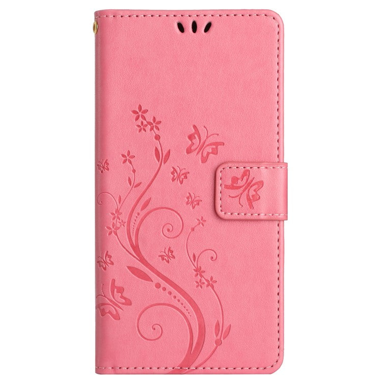 For Samsung Galaxy A56 5G Case PU Leather Phone Wallet Cover with Strap - Pink