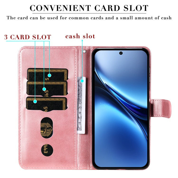 For vivo X200 5G Case Zipper Wallet Calf Texture PU Leather Phone Cover - Pink
