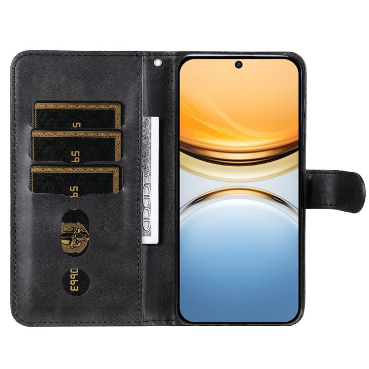 For vivo Y300 Pro 5G Case Zipper Wallet Calf Texture PU Leather Phone Cover - Black