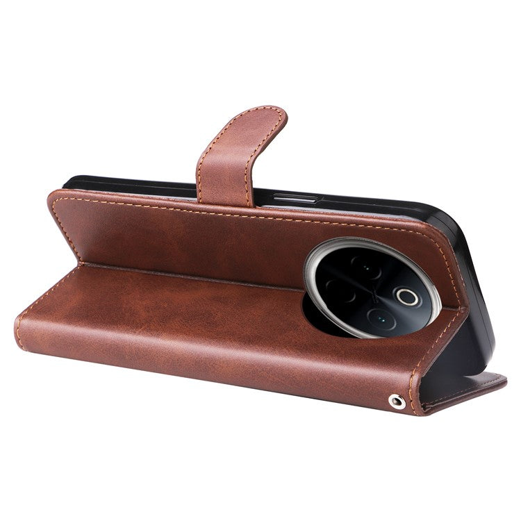 For OnePlus 13 Case Zipper Wallet Calf Texture PU Leather Phone Cover - Brown