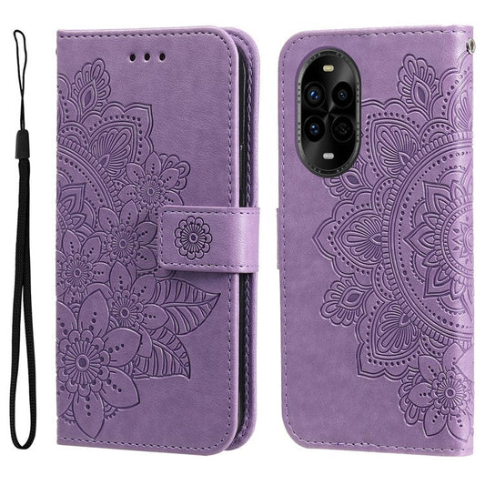 For Huawei nova 13 Pro 5G Case PU Leather Wallet Floral Phone Cover Stand View - Purple