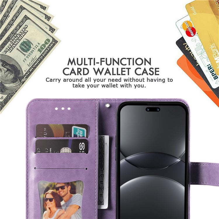 For Huawei nova 13 Pro 5G Case PU Leather Wallet Floral Phone Cover Stand View - Purple