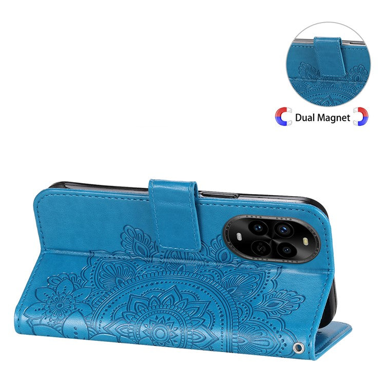 For Huawei nova 13 Pro 5G Case PU Leather Wallet Floral Phone Cover Stand View - Blue