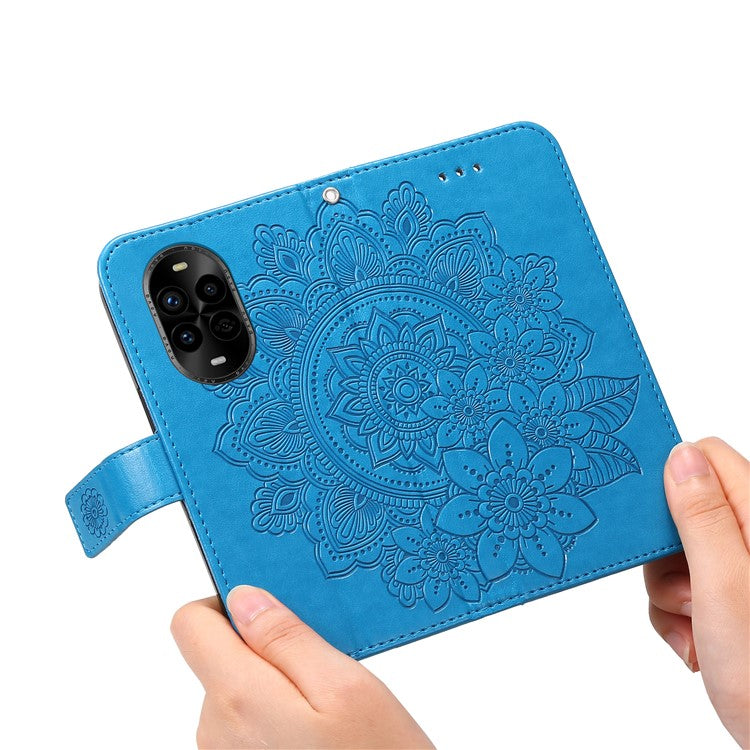 For Huawei nova 13 Pro 5G Case PU Leather Wallet Floral Phone Cover Stand View - Blue