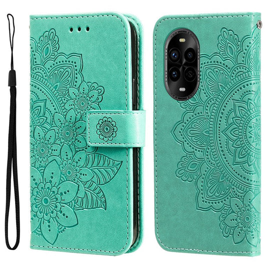 For Huawei nova 13 Pro 5G Case PU Leather Wallet Floral Phone Cover Stand View - Green