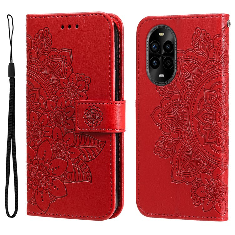 For Huawei nova 13 Pro 5G Case PU Leather Wallet Floral Phone Cover Stand View - Red
