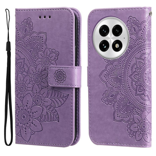 For OnePlus 13 Case PU Leather Wallet Floral Phone Cover Stand View - Purple