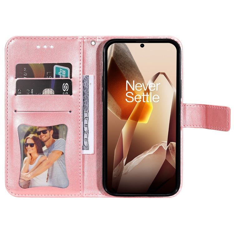 For OnePlus 13 Case PU Leather Wallet Floral Phone Cover Stand View - Pink