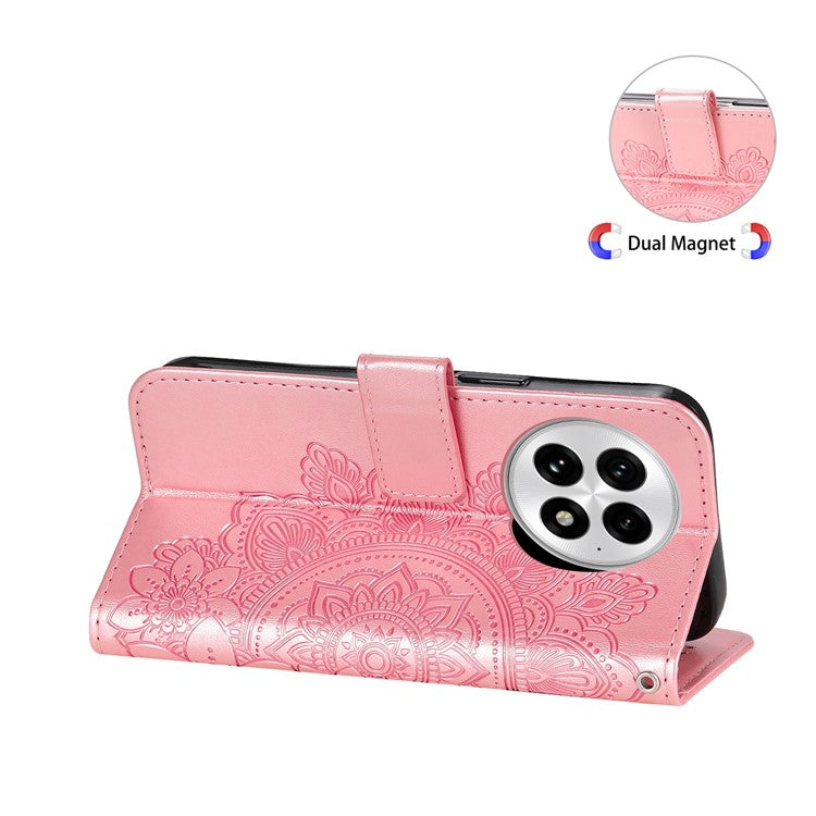 For OnePlus 13 Case PU Leather Wallet Floral Phone Cover Stand View - Pink