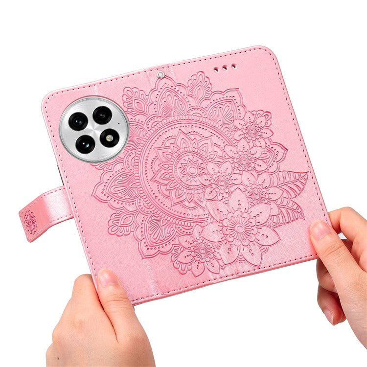 For OnePlus 13 Case PU Leather Wallet Floral Phone Cover Stand View - Pink