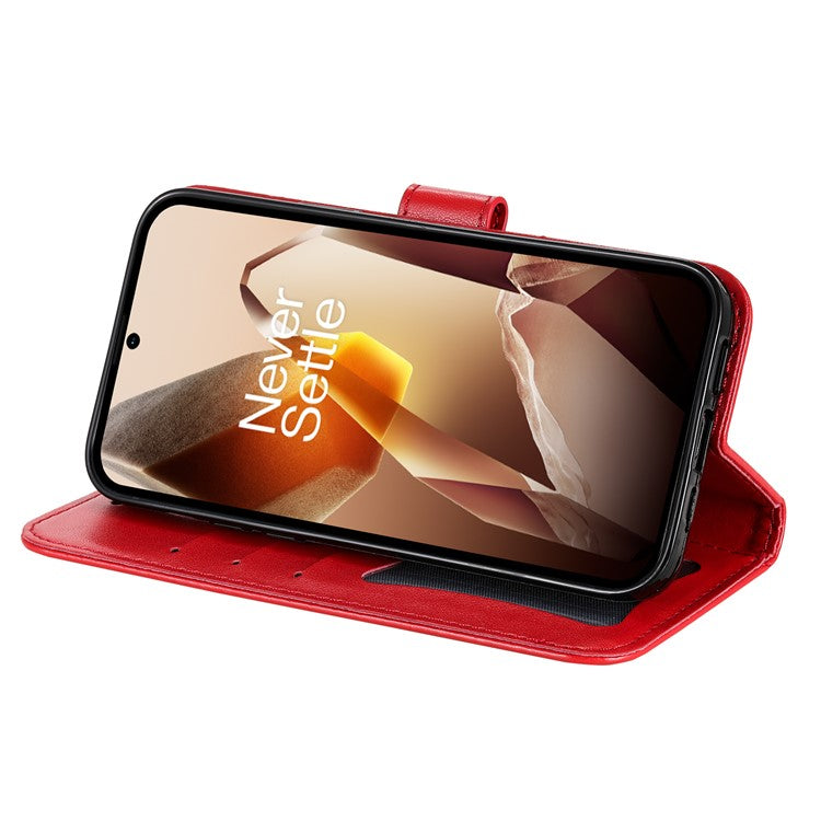 For OnePlus 13 Case PU Leather Wallet Floral Phone Cover Stand View - Red